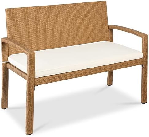 Outdoor Furniture Cushion - Buitenbank voor 2 personen, rieten tuinbank,