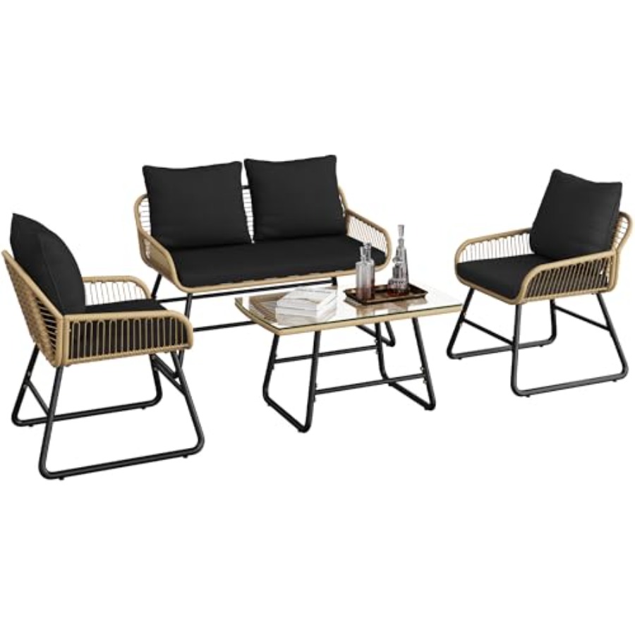 Outdoor Furniture Loveseat - Tuinmeubelset, Buiten Wicker Conversatiesets, Boho Loveseat