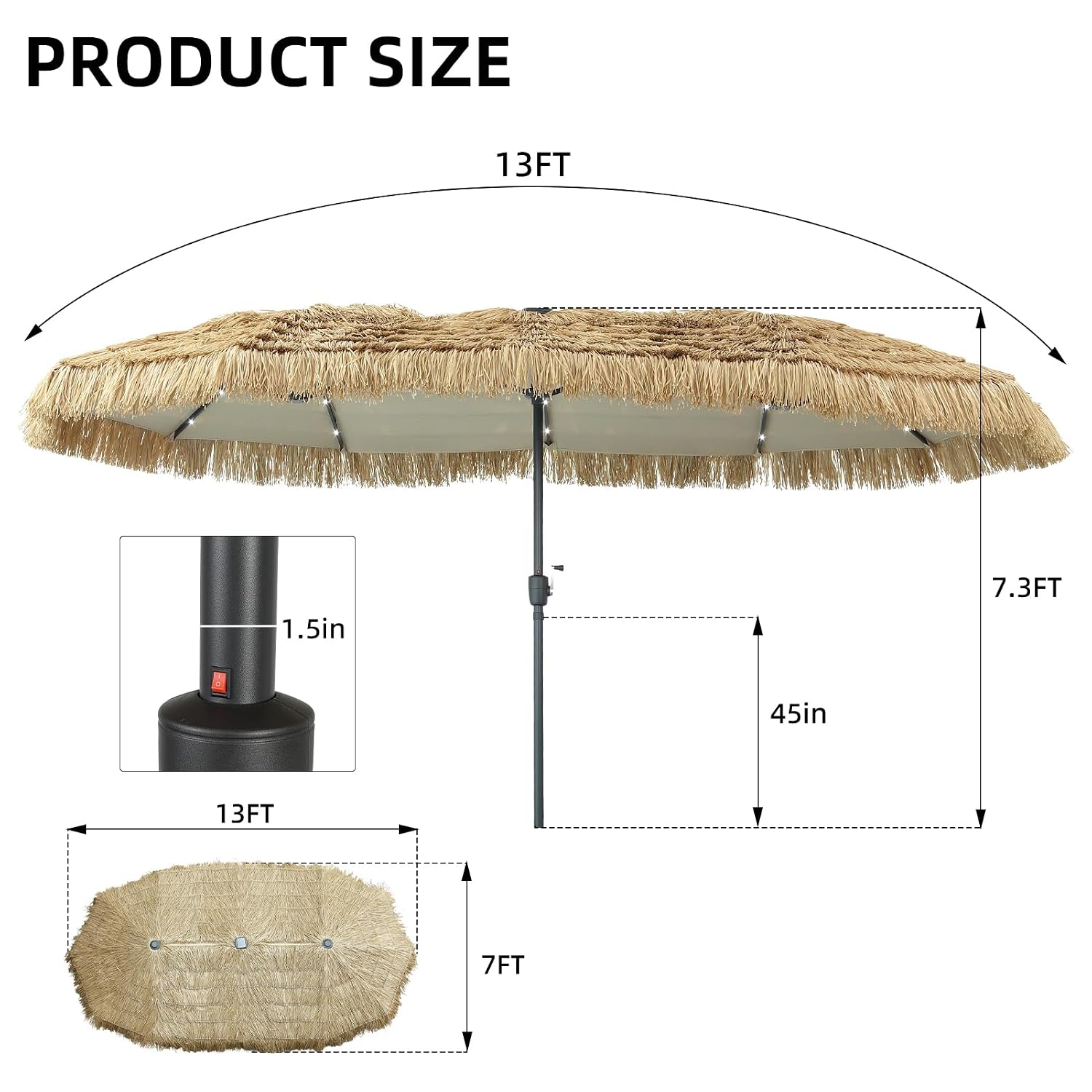 13ft rieten parasol met zonnev - Outdoor Furniture Umbrella recensie en prijs