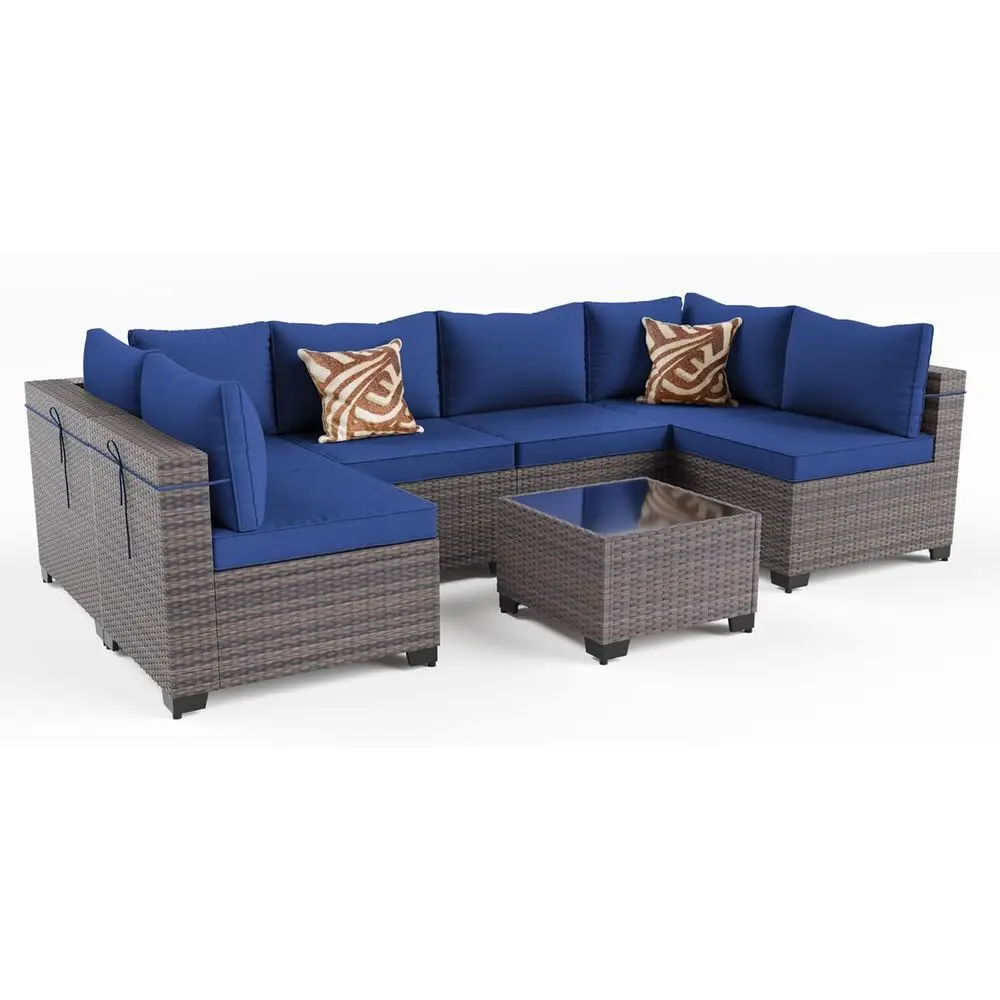 7-delige tuinmeubelset, rieten - Outdoor Furniture Balcony recensie en prijs