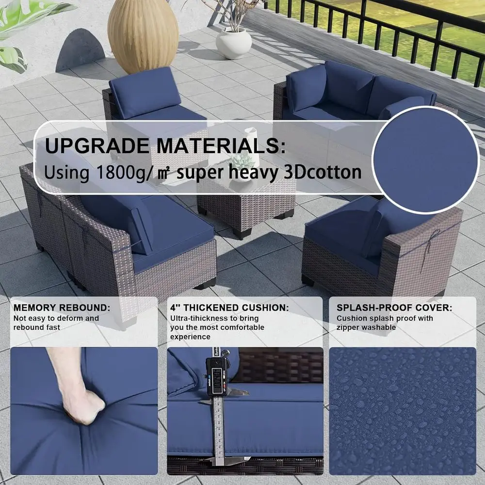 7-delige tuinmeubelset, rieten - Outdoor Furniture Balcony recensie en prijs
