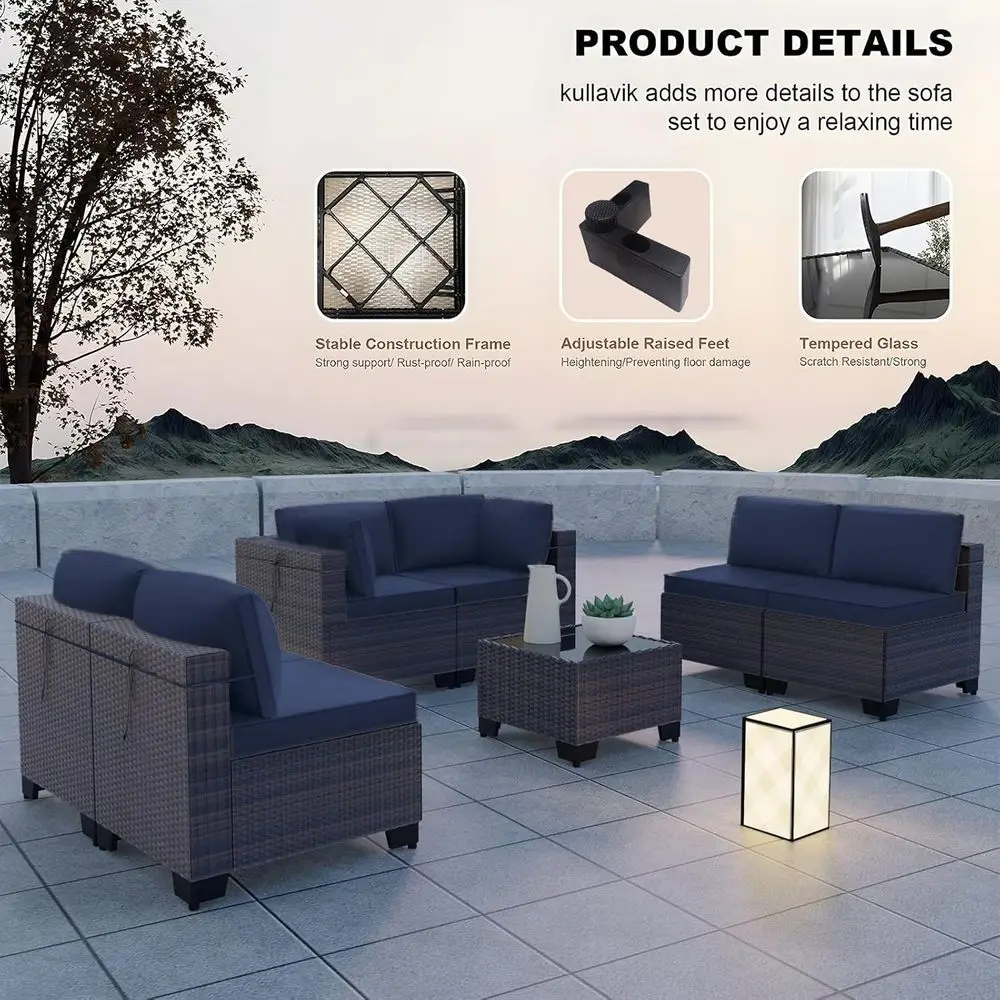 7-delige tuinmeubelset, rieten - Outdoor Furniture Balcony recensie en prijs