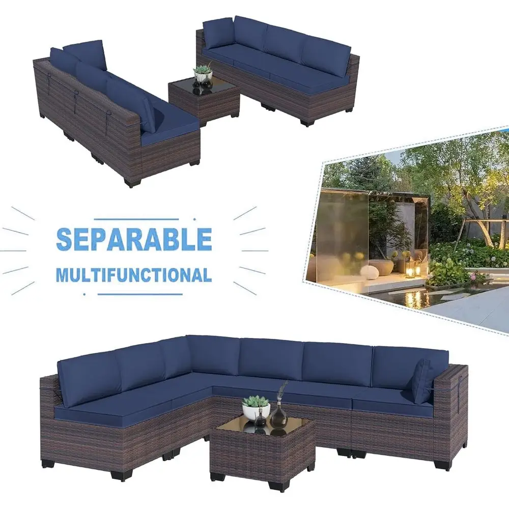 7-delige tuinmeubelset, rieten - Outdoor Furniture Balcony recensie en prijs