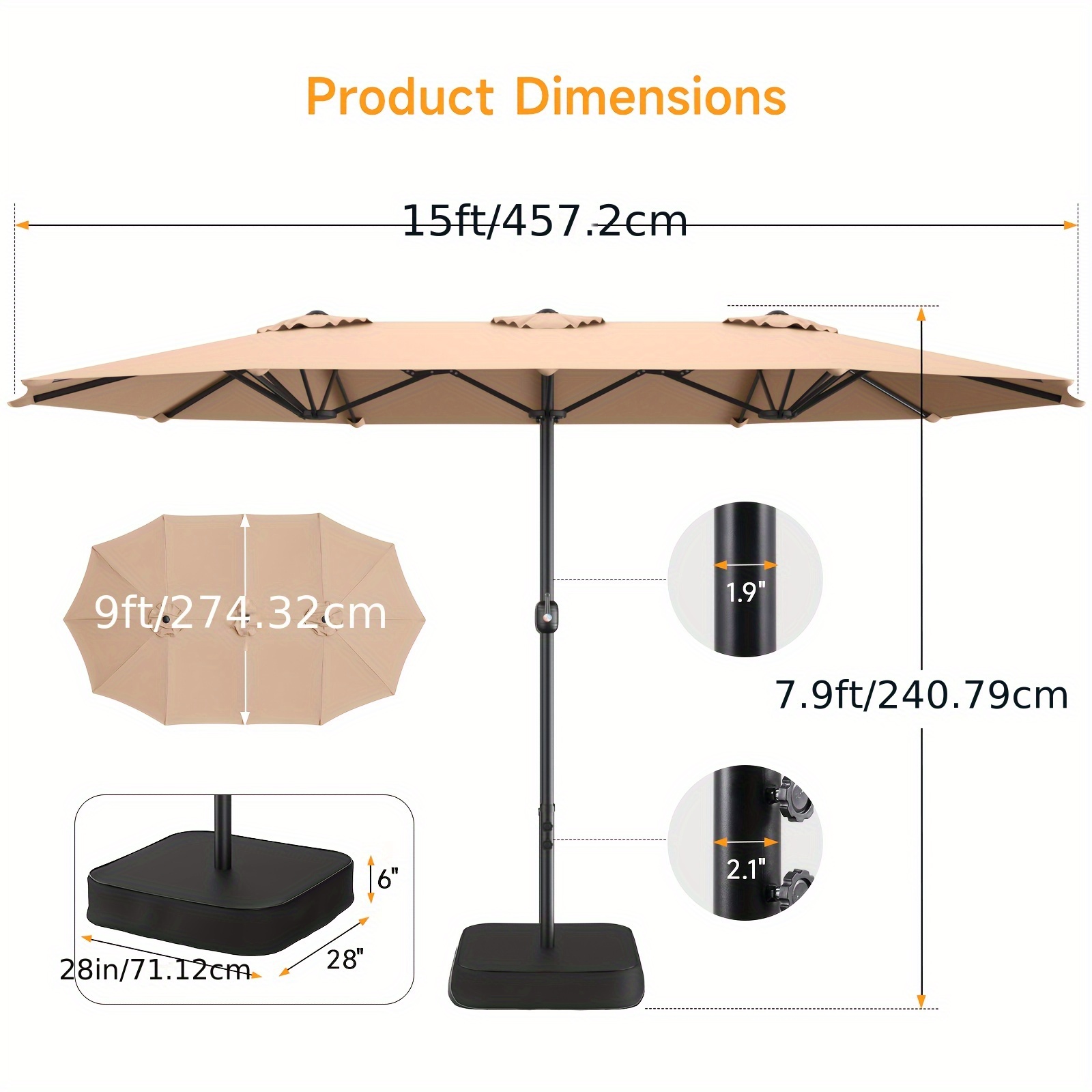 1 stuk 15ft terrasparasol met  - Outdoor Furniture Umbrella recensie en prijs
