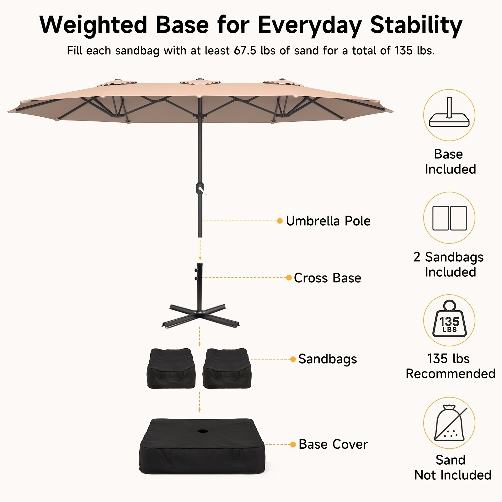 1 stuk 15ft terrasparasol met  - Outdoor Furniture Umbrella recensie en prijs