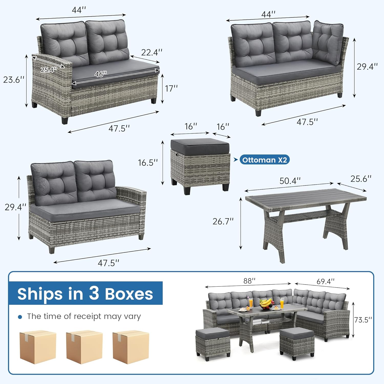 6-delige terrasmeubilairset, e - Outdoor Furniture Cushion recensie en prijs