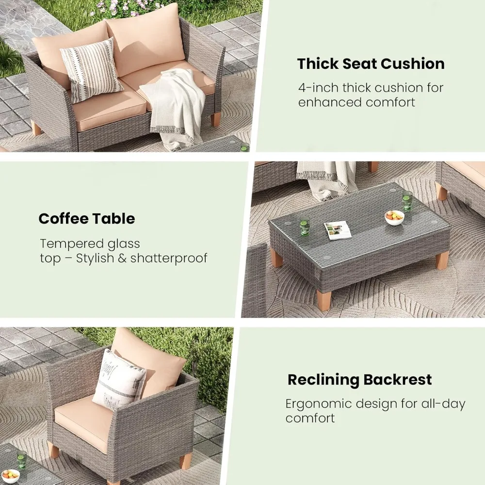5-delige terrasmeubilairset, t - Outdoor Furniture Loveseat recensie en prijs