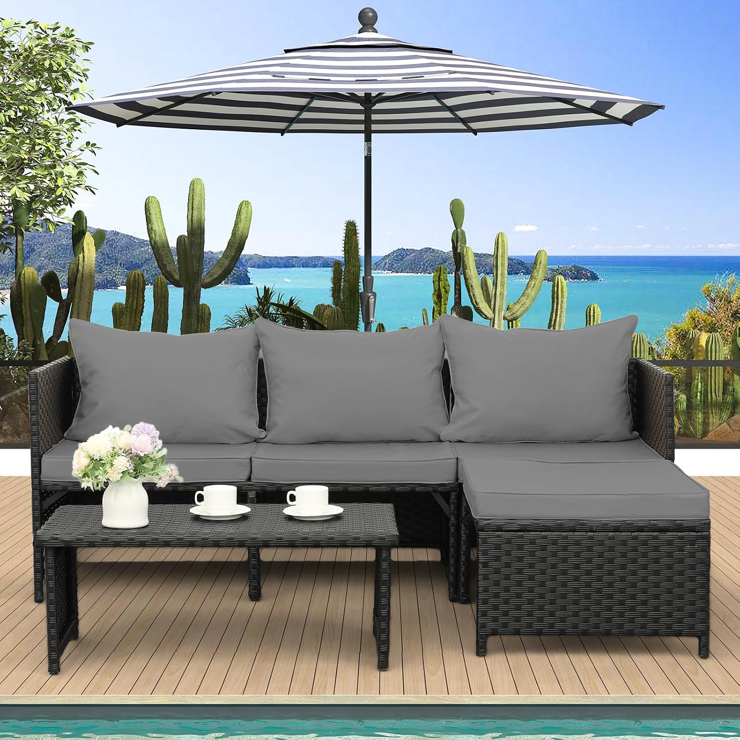 3-delige buiten PE rotan patio - Outdoor Furniture Loveseat recensie en prijs