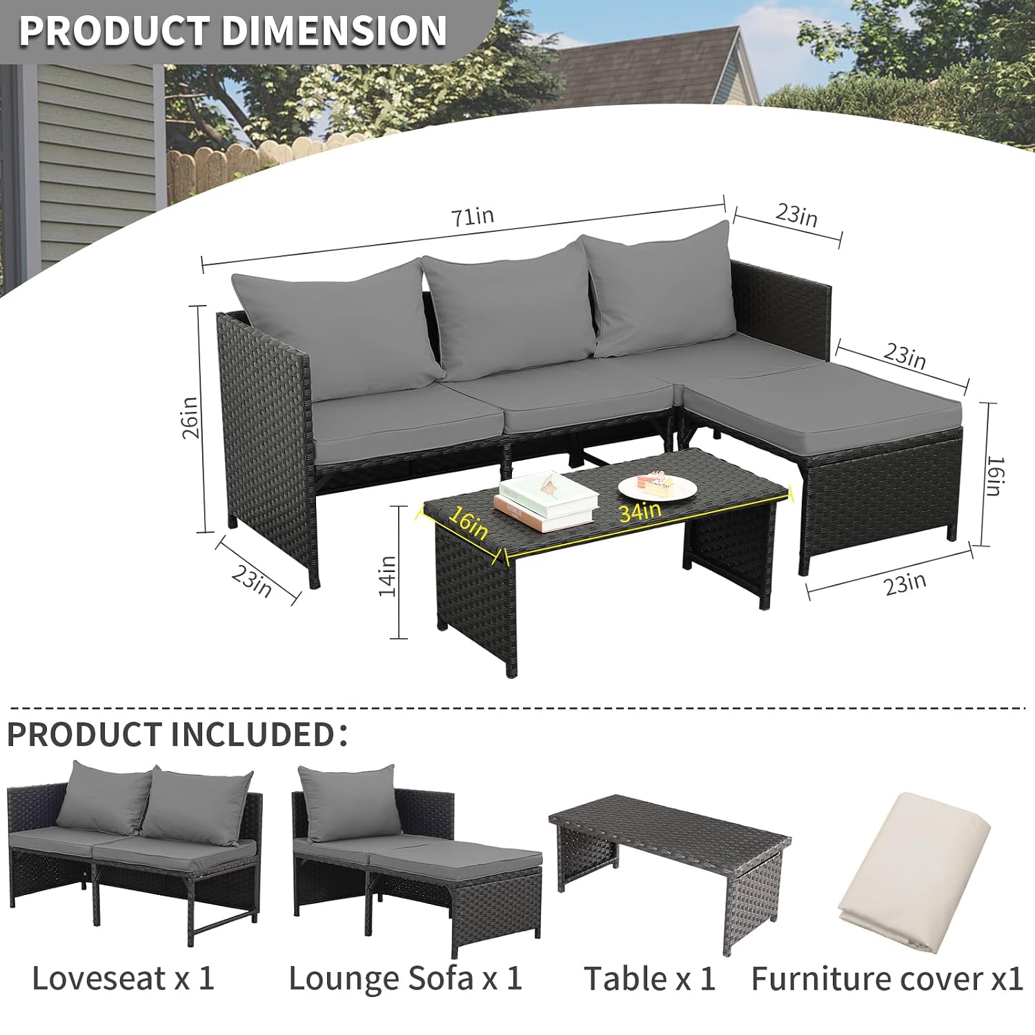 3-delige buiten PE rotan patio - Outdoor Furniture Loveseat recensie en prijs