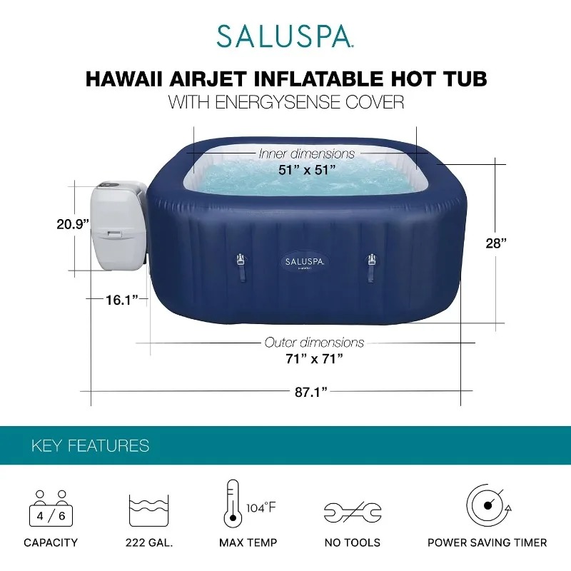 SaluSpa AirJet 4 tot 6-persoon - Inflatable Hot Tub recensie en prijs