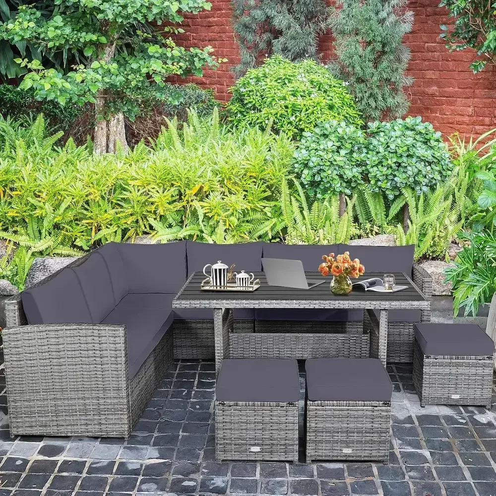 Grijze 7-delige rotan tuinmeub - Outdoor Furniture Balcony recensie en prijs
