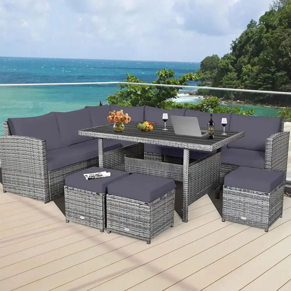 Grijze 7-delige rotan tuinmeub - Outdoor Furniture Balcony recensie en prijs