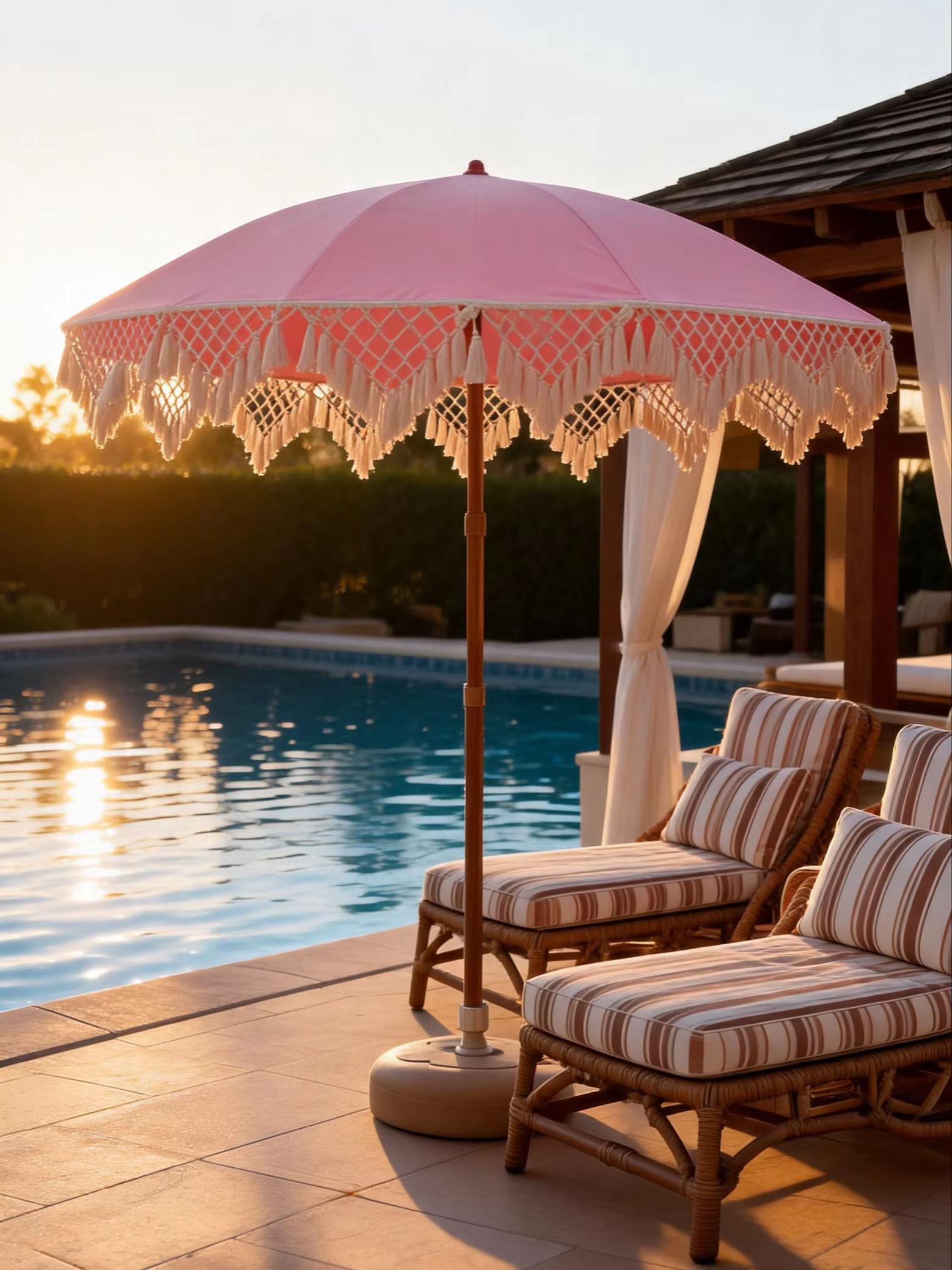 Witte parasol in Boheemse stij - Outdoor Furniture Umbrella recensie en prijs