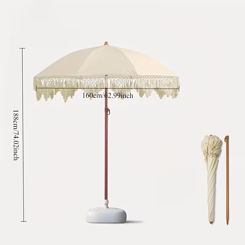 Witte parasol in Boheemse stij - Outdoor Furniture Umbrella recensie en prijs