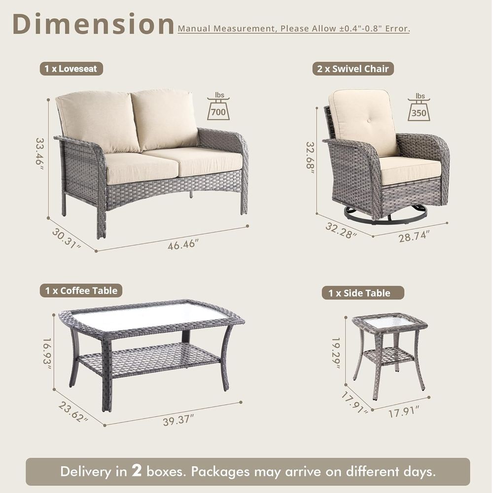 5-delige wicker tuinmeubelense - Outdoor Furniture Loveseat recensie en prijs