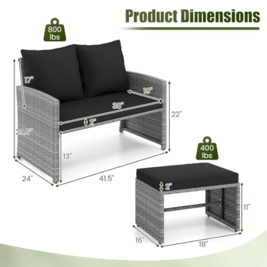 Buitenbank met 2 voetenbanken, - Outdoor Furniture Loveseat recensie en prijs