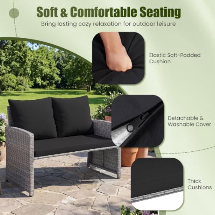 Buitenbank met 2 voetenbanken, - Outdoor Furniture Loveseat recensie en prijs